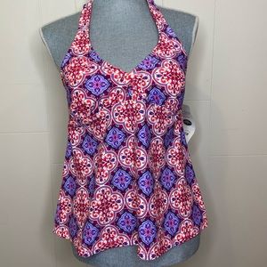 Catalina Tankini Top Pink Purple Mediterranean L